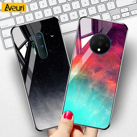 For OnePlus 8 7 T 7T Pro Case Cover 9H Tempered Glass Luxury Colorful Phone Case For Oneplus 8 Pro 6 6T Coque 1+7 7T T Pro Funda ► Photo 1/6