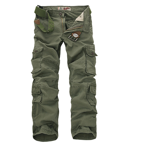 2022 Mens Military Cargo Pants Multi-pockets Baggy Men Cotton Pants Casual Overalls Army Oustdoor Tactical Trousers no belts 46 ► Photo 1/6