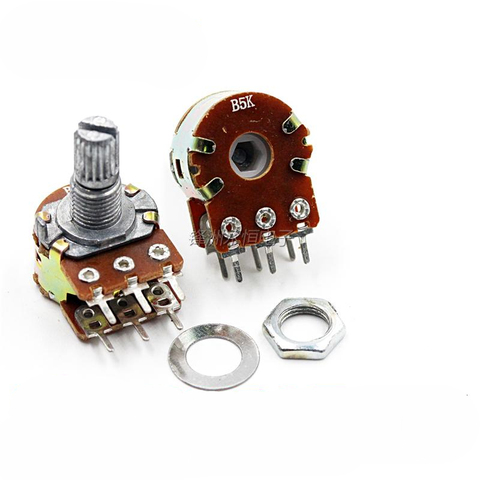 5PCS  WH148 B 1K 2K 5K 10K 20K 50K 100K  500K  6PIN  Double Potentiometer  15MM 20MM ► Photo 1/3