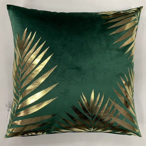 Hot Selling Solid Super Soft Velvet Cushion Cover Square Throw Pillowcase Beautiful Foil Printing Shiny Leaf ► Photo 1/4