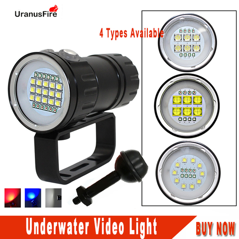Uranusfire LED waterproof diving flashlight video light XHP70 XM-L2 Photography torch underwater video lighting for diving ► Photo 1/6
