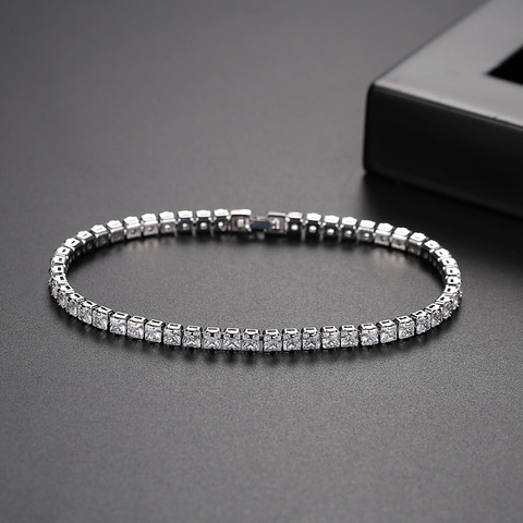 925 sterling silver 3mm 5MM 17cm 19CM CZ tennis bracelet bangle for women wedding fashion jewelry wholesale Christmas gift S5650 ► Photo 1/6