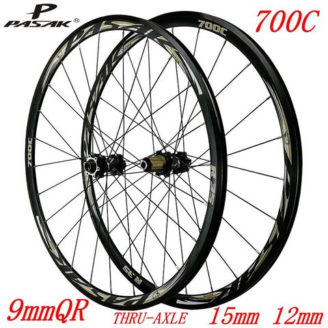 700C road wheels disc brakes road bike whees bicycle road wheelset 30mm alloy RIM direct-pull spoke 9mmQR thru-axle15mm/12mm ► Photo 1/3