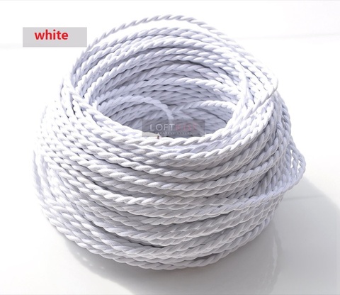 white 5/10/20Meters 2 Core Electrical Rope Wire Antique Braided Twisted Fabric Lighting Cable Woven Silk Flexible Wire Cord ► Photo 1/2