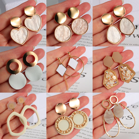 New Korean Statement Earrings for women White Cute Arcylic Geometric Dangle Drop Gold Earings Brincos 2022 Trend Fashion Jewelry ► Photo 1/6