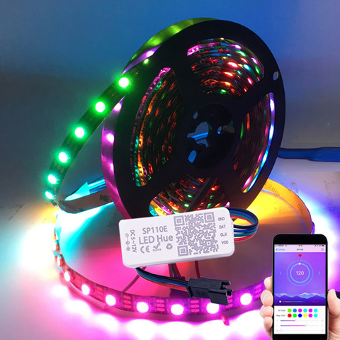 USB WS2812B WS2812 Led Strip Light With SP110E Bluetooth Led Controller With USB DC Connector Kit DC5V 1m/2m/3m/4m/5m ► Photo 1/6