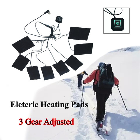 Hot Safe USB Electric Heated Jacket Heating Pad Outdoor Themal Warm Winter Heating Vest Pads For DIY Heated Clothing 8-in-1 ► Photo 1/6