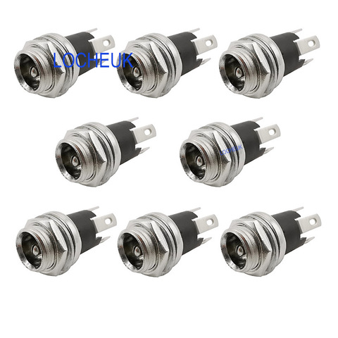 10/5pcs Female DC Connectors DC-025M 5.5mm X 2.1mm Panel Mount Female DC Power Supply Adapter Metal Jack Sockets Connector ► Photo 1/6