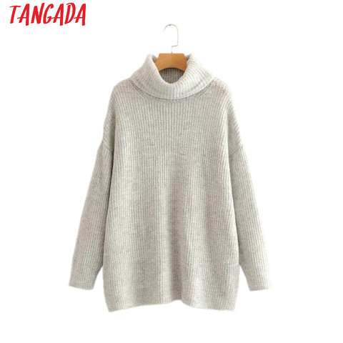 Tangada women jumpers turtleneck sweaters oversize winter fashion 2022 long sweater coat batwing sleeve christmas sweate HY135 ► Photo 1/5