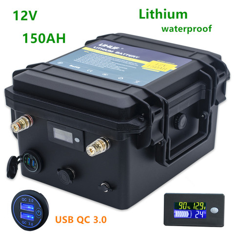 12V lithium battery pack 150AH waterproof lithium ion battery pack 12v 150ah for inverter,golf cart,RV,boat, MPPT Solar,etc ► Photo 1/6