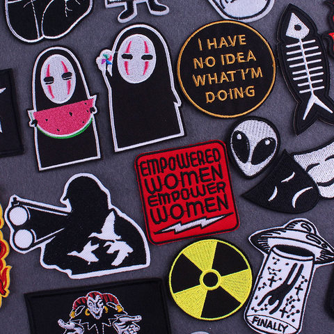 Spirited Away Patch Cartoon Alien UFO Applique Iron On Patches For Clothing Letter Stripes On Clothes Nuclear Radiation Badge ► Photo 1/6