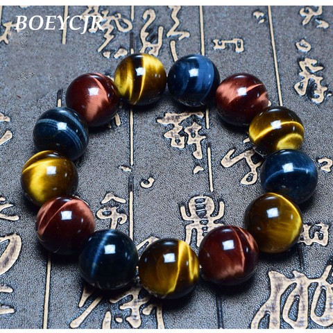 BOEYCJR Red Blue Yellow Tiger Eyes Natural Stone Bangles & Bracelets Handmade Jewelry Energy Stone Beads Bracelet for Women  ► Photo 1/5