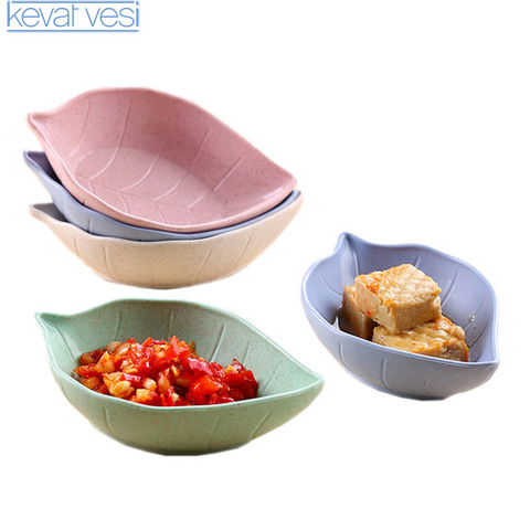 Creative Sauce Butter Dish Trays Leaf Shaped Wheat Straw PP Soy Sauce Vinegar Dishes Dinner Tray Kitchen Tableware ► Photo 1/6