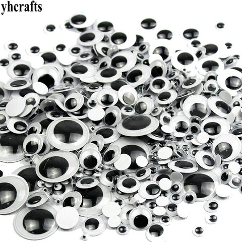 50PCS/LOT,5mm 6mm 7mm 8mm 10mm 12mm 15mm 18mm 20mm round black wiggle eyeball Toy eyes Craft material Kindergarten handmade DIY ► Photo 1/6