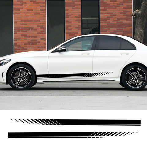 2PCS Car Side Stripes Side Stripe Skirts Graphics Vinyl Sticker Decals Racing Sport Automobiles Body DIY Wrap Car Accessories ► Photo 1/6