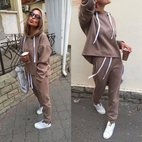 2020 Women Two Piece Outfits Casual Tracksuits Sweatsuits Sporty 2 Piece  Set Hoodies And Sweatpants Fall Winter Clothes - Pant Sets - AliExpress