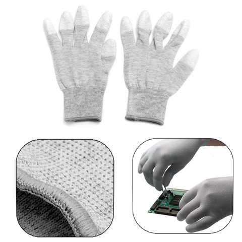 1Pairs AntiStatic ESD Safe Gloves Anti-static Anti-skid PU Finger Top Coated for Electronic Repair Works ► Photo 1/1