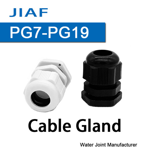 JIAF 10pcs PG7-PG19 Cable Gland Nylon waterproof joint IP68 Plastic Black seal jiont waterproof box outlet locking connector ► Photo 1/6