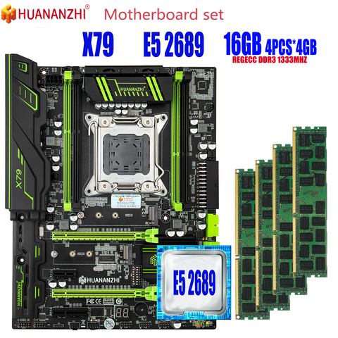 HUANANZHI X79 motherboard set with Xeon E5 2689 4x4GB=16GB 10600R 1333MHZ DDR3 ECC REG memory X79 motherboard set ► Photo 1/6