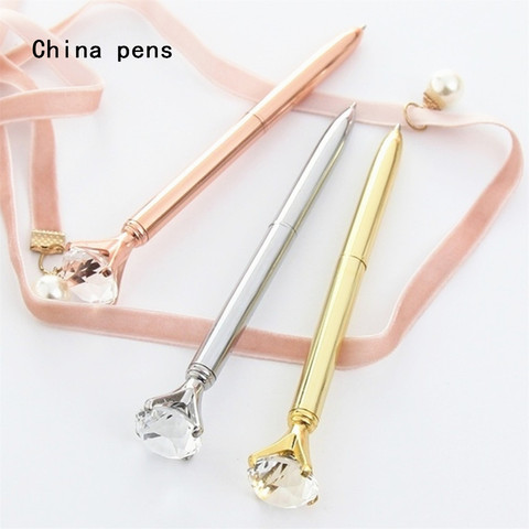 High quality 092 Crystal Diamond hat Model  Business office School stationery Ballpoint Pen New  Financial ball point pens ► Photo 1/5