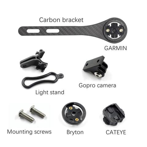 Carbon Fiber Bicycle Road Bike Cycling Computer Stopwatch Speedometer Mount Holder for Garmin Cateye Bryton Gopro Light Holder ► Photo 1/6