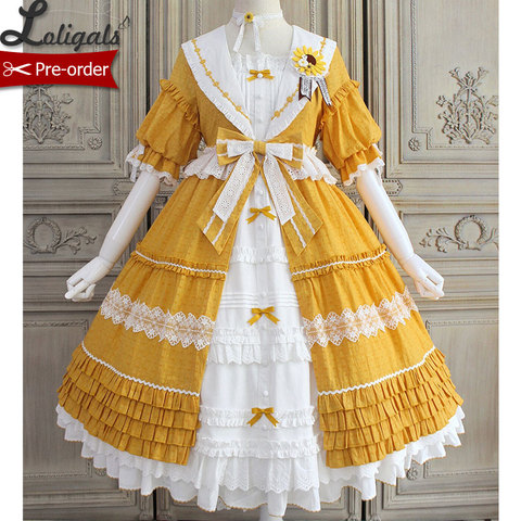 Blooming Sunflowers ~ Sweet Short Sleeve Lolita Dress Classical Party Dress by Alice Girl ~ Pre-order ► Photo 1/6