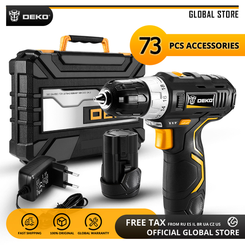 DEKO GCD12DU3 12V Max Household Power Tool Electric Screwdriver with LED Light Lithium Battery Cordless Drill for Woodworking ► Photo 1/6