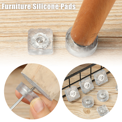 10pcs Rubber Clear Non-slip Chair Leg Caps Feet Silicone Pads Sofa Foot Covers Furniture Legs Floor Protector Pad with Screws ► Photo 1/6