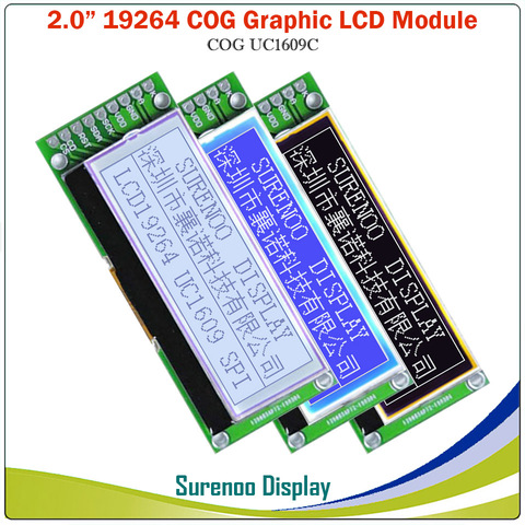 2.0“ 19264 192*64 Graphic Matrix Serial SPI COG LCD Module Display Screen build-in UC1609C Controller in 3.3V ► Photo 1/5