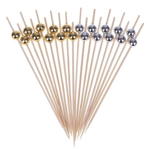 12cm 100 PCS Wooden Toothpick Cocktail Food Skewer Picks Fruit Snack Fork Bamboo Sticks Pearl Party Wedding Festival Supplies ► Photo 1/6
