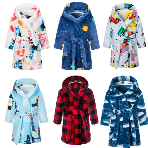 Children In Autumn And Winter Flannel Bathrobe For Children Cartoon Printed Bathrobe For Boys And Girls Free Shipping ► Photo 1/6