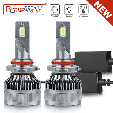 BraveWAY [NEW!] Super H4 LED Headlight H7 LED Canbus H11 HB3 HB4 9005 9006 H1 Car Bulbs Fog Lights 12V 100W 6000K 20000LM Lamps ► Photo 1/6