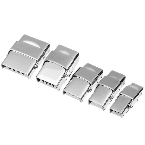 LOULEUR 5pcs/lot 6Sizes Stainless Steel Flat Leather Cord Clasps for Bracelet Metal End Clasps Necklace Connector Jewelry Making ► Photo 1/6