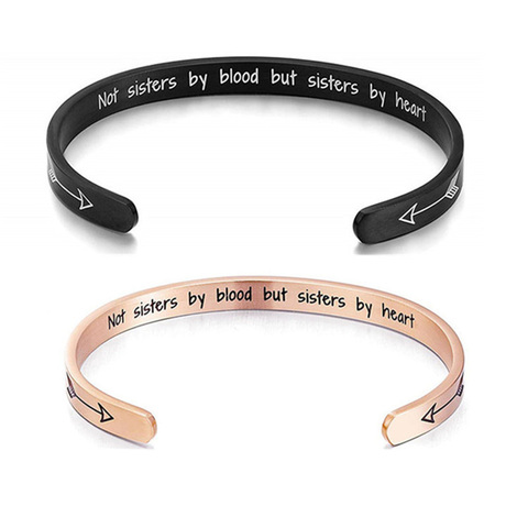 Stainless Steel Cuff Bracelets Bangles“Not Sisters by Blood But Sisters by Heart”Friendship Bracelet For female Best Friend Gift ► Photo 1/6