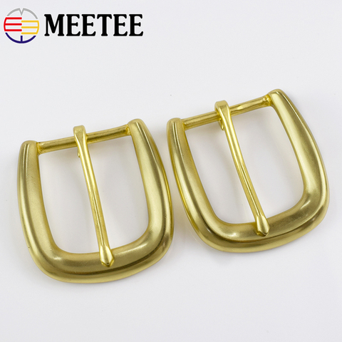Meetee ID 35MM 1/2pcs Men's Pure Brass Belt Pin Buckle Women's Casual Pants Jean Copper Slip Hook Hardware Accessories AP665 ► Photo 1/6