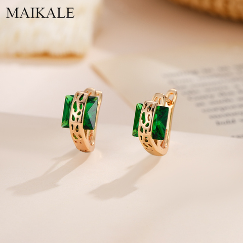 MAIKALE Classic Square Hollow Design MultiColor Cubic Zirconia Stud Earrings for Women Jewelry Wedding Party Gifts High Quality ► Photo 1/6