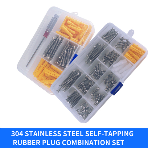 Stainless Steel Self Tapping Wood Screw Assortment Kit Thread Nail Screw Fastener Sets Expansion plug Repair Hardware Tool Set ► Photo 1/1