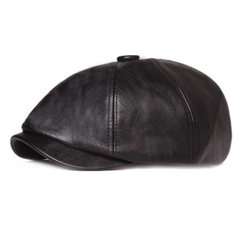 Retro Octagonal Leather Hat Autumn Men's Beret Elegant Fashion Cap Snapback Caps for Men Women ► Photo 1/6