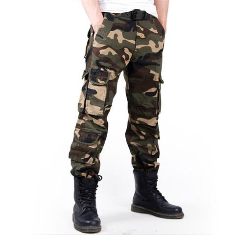 2022 Men's Cargo Pant Baggy Casual Men Tactical Pant Multi Pocket Military Overall Male Outdoors Long Trouser Army Camouflage ► Photo 1/6