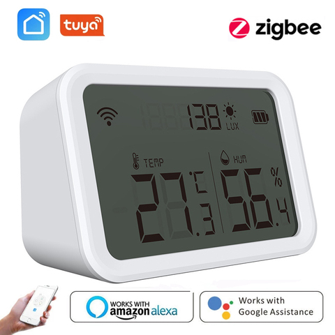 Tuya Zigbee 3.0 Temperature Humidity Sensor Lux Light Detector Hygrometer Thermometer LCD Screen Work Tuya Zigbee Hub Smart Home ► Photo 1/6