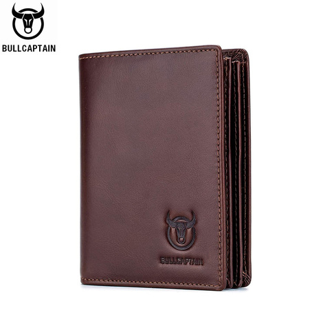 BULLCAPTAIN new RFID men's leather wallet short vertical locomotive British leisure multi-function card package leather wallet ► Photo 1/6