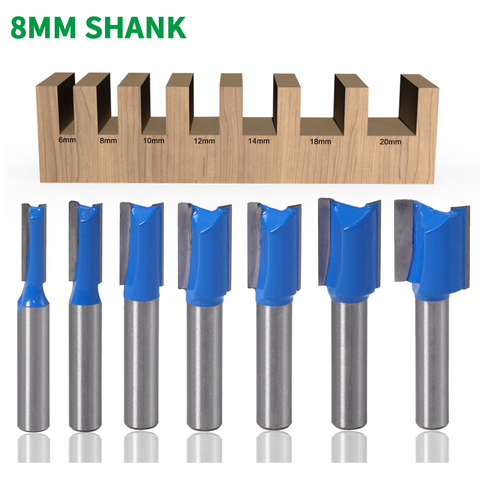 1PC 8MM Shank Milling Cutter Wood Carving 6/8/10/12/14/18/20mm Cutting Diameter Straight Carpenter Woodworking Router Bit Set ► Photo 1/6