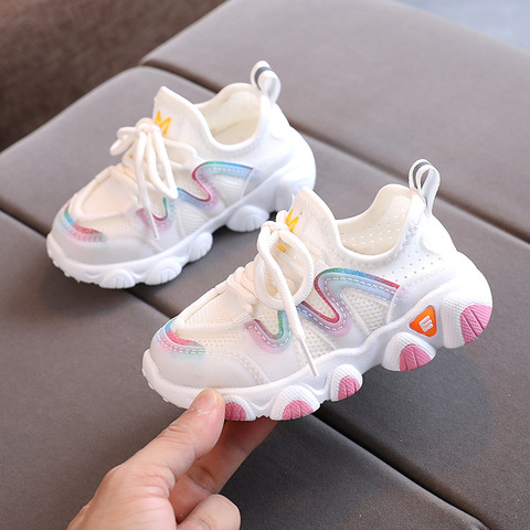 2022 Breathable Toddler Boy Sneakers Stretch Fabric Fashionable Baby Running Shoes Pink School Girl Sports Shoes Sneakers D07083 ► Photo 1/6