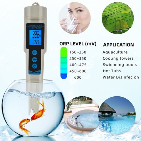 3 in 1 ORP TEMP PH Meters Waterproof ORP Meter PH Tester Redox Potential Testers Water Quality Measure Tool Water Detector 50% ► Photo 1/6