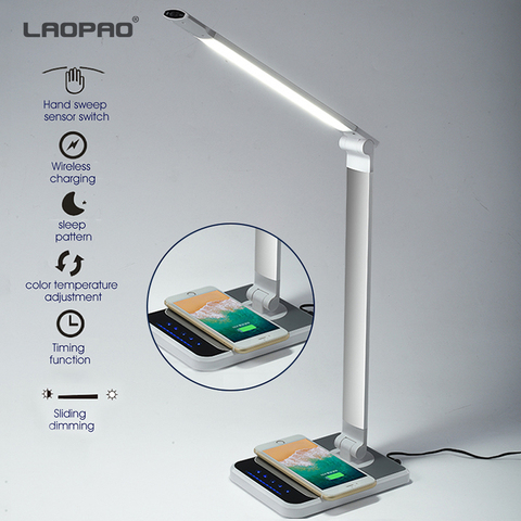 LED Desk Lamp 72 bulb 3 Color Hand Sweep Wireless Charging for phone 360 Degree Rotation Touch Eye-protect with timer Table lamp ► Photo 1/6