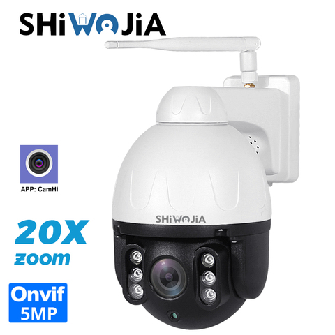 SHIWOJIA Security Action Camera WiFi Outdoor 5MP 20X Zoom 360 PTZ Dome Metal IP CCTV Wireless IP66 Surveillance Camhi Onvif Cam ► Photo 1/6