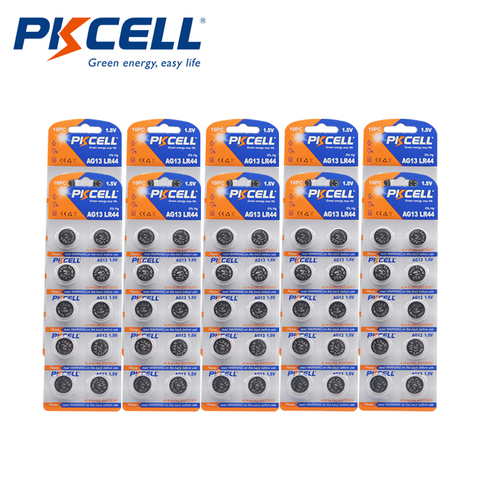 100Pcs PKCELL LR44 AG13 1.5V 357A A76 303 SR44SW SP76 L1154 RW82 RW42 thermometer Battery Button Coin Cell Alkaline batteries ► Photo 1/6