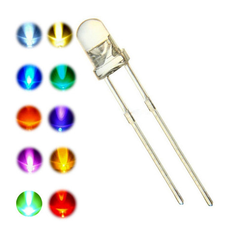 100Pcs 5mm White Round Water Clear Super bright LED F5 Warm white Red Green Blue Yellow uv-purple pink Orange Ice blue lamp RGB ► Photo 1/3