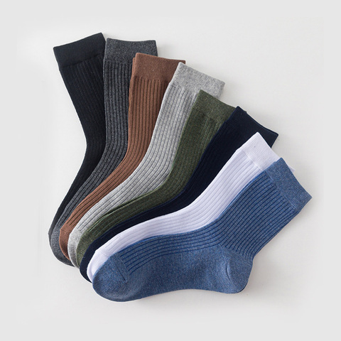 Soft Cotton Men Crew Socks Casual Solid Colors Black White 8 Colors Sock Spring Summer Autumn Style 1 Pack ► Photo 1/6