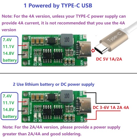 Multi-Cell 2S 3S 4S Type-C To 8.4V 12.6V 16.8V Step-Up Boost LiPo Polymer Li-Ion Charger 7.4V 11.1V 14.8V 18650 Lithium Battery ► Photo 1/6